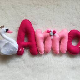 Swan Ornament Name Banner Swan Name Felt Bow Birth Idea Gift Christmas Bedroom Letters Princess - thumbnail 2