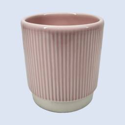 Pink Ribbed Glazed Ceramic Planter/House Plant Pot - thumbnail 2