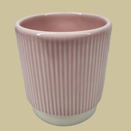 Pink Ribbed Glazed Ceramic Planter/House Plant Pot - thumbnail 4