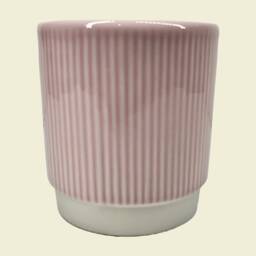 Pink Ribbed Glazed Ceramic Planter/House Plant Pot - thumbnail 3