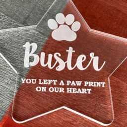 Personalised Star Clear Acrylic Pet Memorial Decoration, Pet, Dog, Cat Christmas Bauble Tree Decoration Gift - thumbnail 3