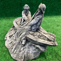 Small Concrete Fishermen in Boat Nautical Theme Garden Ornament - thumbnail 3