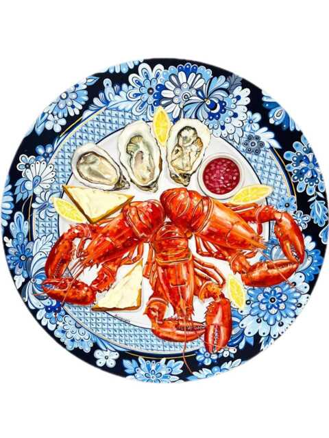 Lobster Original Oil Round Painting For Home Decor - image 1
