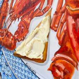 Lobster Original Oil Round Painting For Home Decor - thumbnail 3