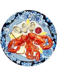 Lobster Original Oil Round Painting For Home Decor - thumbnail 1