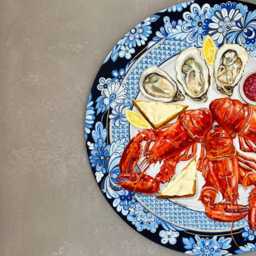 Lobster Original Oil Round Painting For Home Decor - thumbnail 2