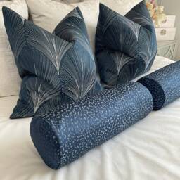 "Luxury Cushion Bolster , Navy Cylinder 16"" X 6" - thumbnail 4