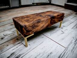 Handmade Cowhide Ottoman Bench - Custom Steel Frame, U.K. Crafted