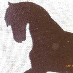 Embroidered Burlap Horse Pillow - Equestrian Lumbar Cushion - thumbnail 3