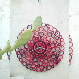 Wall Clock, Paper Red Black Burgundy Clock Decor, Housewarming Gift, New Home Decor - thumbnail 3