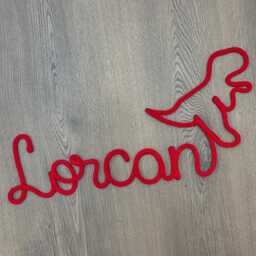 Personalised Dinosaur Name Wall Sign. Knitted Wire T-Rex With Name. Boys Room Decor - Theme - thumbnail 2