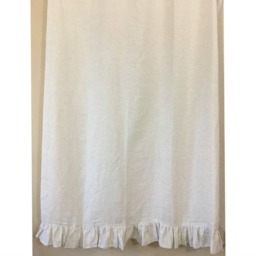 Stone Grey & White Ticking Striped Linen Shower Curtain With Self Ruffles, 72x72, 72x85, 72x94 Or Custom Size - thumbnail 3