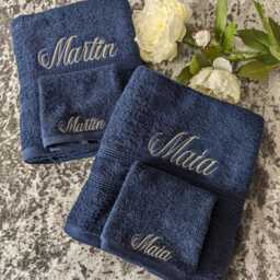 Embroidered Cotton Towel Set Personalised Bath & Face Cloth - thumbnail 4
