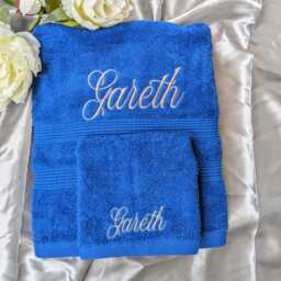 Embroidered Cotton Towel Set Personalised Bath & Face Cloth - thumbnail 2