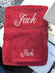Embroidered Cotton Towel Set Personalised Bath & Face Cloth