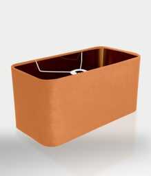 New Made To Order Peach Velvet Lamp Shade & Pendant Light Rounded Rectangular Shape Metallic Panels Lining For All Purpose
