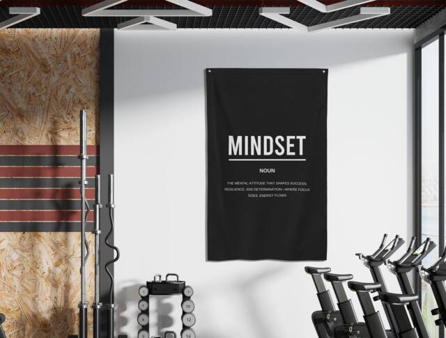 Mindset Definition Motivational Banner, Entrepreneur Art, Home Office Decor, Inspirational Signs, Minimalist Wall Art Motivation - image 1