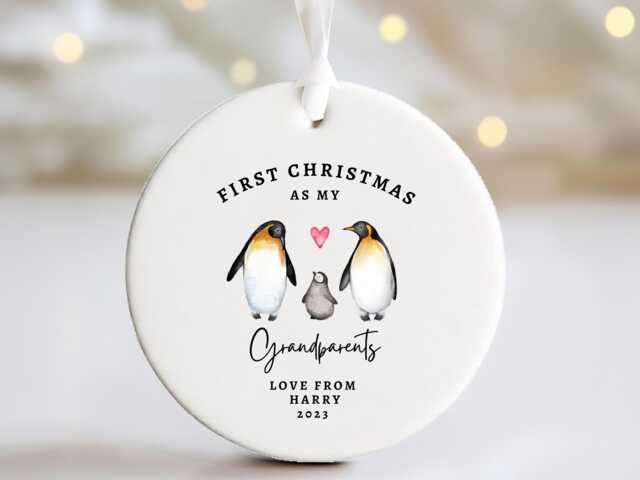 Personalised First Christmas As Grandparents Tree Decoration - Ornament Bauble - image 1