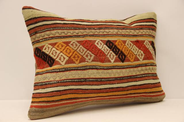 Throw Lumbar Kilim Pillow, 14x20 in - 35x50 cm Boho Pillowcover Kilim Cushion Cover, Tribal Pillow 4Bef-414 - image 1