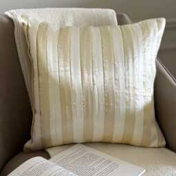 Cream & Ivory Striped Pintucks Satin, Modern Throw Pillow Cover/Euro Sham - Butterscotch