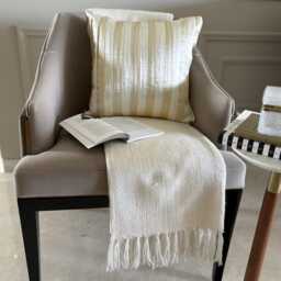 Cream & Ivory Striped Pintucks Satin, Modern Throw Pillow Cover/Euro Sham - Butterscotch - thumbnail 2
