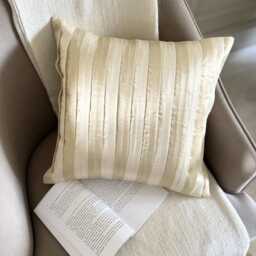 Cream & Ivory Striped Pintucks Satin, Modern Throw Pillow Cover/Euro Sham - Butterscotch - thumbnail 3