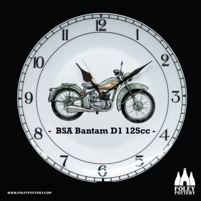 cmc Bsa Bantam D1 125Cc - Classic Motorbike Illustrated Fine Bone China Clock - image 1
