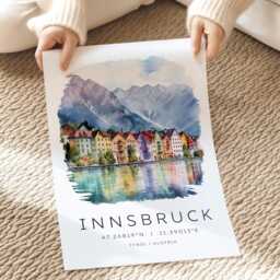 Innsbruck Travel Poster, Austria Wall Print, Decor, Europe City Prints, Gifts, Austrian Alps - thumbnail 2