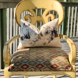 Grain Sack Horse Pillow - Three Horses At The Gate 14 X 20 Optional Down Feather Insert Lover Gift Zipper Enclosure - thumbnail 3