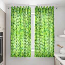 Green Geometric Curtains, Honeycomb Made To Measure Drapes, Modern Bright Drapes For Living Room, Kitchen Or Kids' Room Decor - thumbnail 3