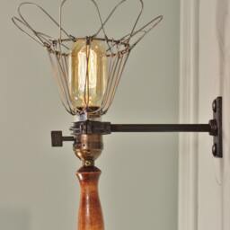 Vintage Industrial Cage Light With Wall Mount - Machine Age Pendant Trouble Lamp Sconce Lighting - thumbnail 2
