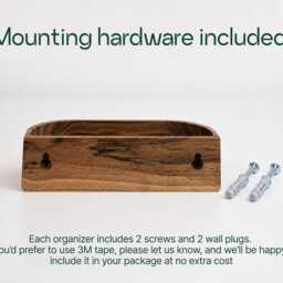 Walnut Wood Organizer - Personalized Holder Minimalist Desktop Or Wall Mount Custom Home Office Decor Housewarming Gift - thumbnail 4