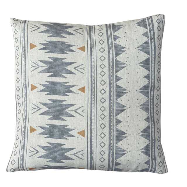 Blue Grey Aztec Cushion Cover - Southwestern Boho Decor Tribal Geometric Pillow - image 1