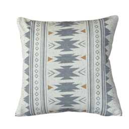 Blue Grey Aztec Cushion Cover - Southwestern Boho Decor Tribal Geometric Pillow - thumbnail 3