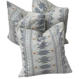 Blue Grey Aztec Cushion Cover - Southwestern Boho Decor Tribal Geometric Pillow - thumbnail 4