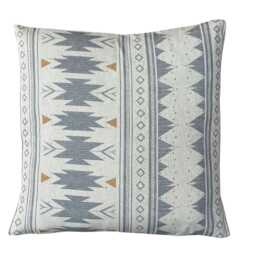Blue Grey Aztec Cushion Cover - Southwestern Boho Decor Tribal Geometric Pillow - thumbnail 1