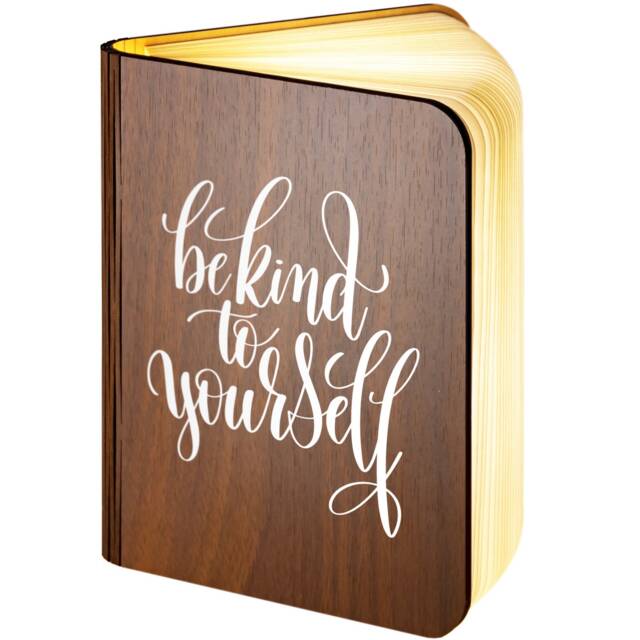 Personalised Wooden Folding Magnetic Glowing Led Book Lamp Featuring Be Kind To Yourself Design - image 1