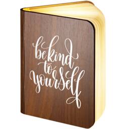 Personalised Wooden Folding Magnetic Glowing Led Book Lamp Featuring Be Kind To Yourself Design - thumbnail 1