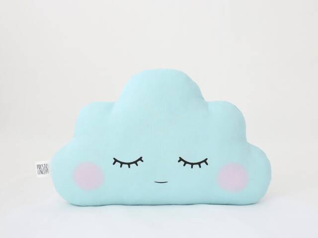Blue Mint Cloud Pillow With Pink Cheeks For Nursery Decor, Baby Cushion Shower Gift Newborn Infant Boy Girl Gender Neutral Children Bed - image 1