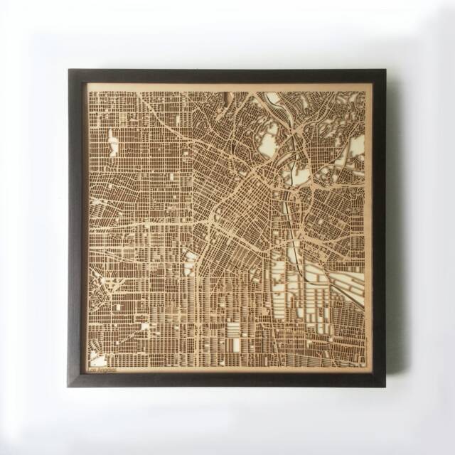Los Angeles Wooden Map - Laser Cut 3D Minimalist Framed Wall Art - image 1