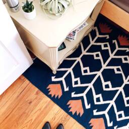 Floral Blue Kilim Area Rug Runner - Flatwoven Living Room Bedroom Decor Trendy Statement Aesthetic Wool Rugs Low Pile Size 3x5 5x8 8x10 - thumbnail 4