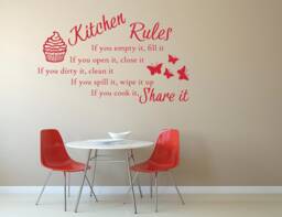 Kitchen Rules Quote, Vinyl Wall Art Sticker Decal Mural. Home, Decor. Kitchen, Dining Room. Family Inspirational Motivational Quote - thumbnail 1