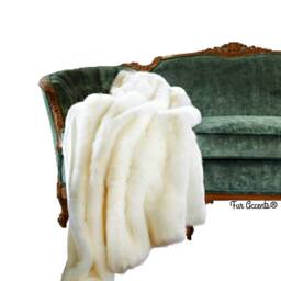 Creamy White Faux Fur Throw Blanket, Arctic Fox Minky Reverse, Handmade in Usa - thumbnail 3