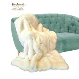 Creamy White Faux Fur Throw Blanket, Arctic Fox Minky Reverse, Handmade in Usa - thumbnail 4
