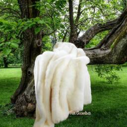Creamy White Faux Fur Throw Blanket, Arctic Fox Minky Reverse, Handmade in Usa - thumbnail 2