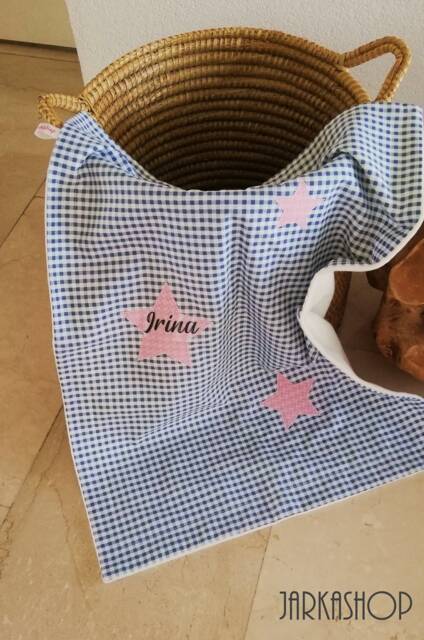 "Baby Blanket Incl. With Name ""Karo Grey-Pink Stars" - image 1