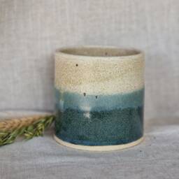 Mountains Ceramic Planter, Handmade Glazed Plant Pot, Landscape 200Ml Beige Vessel, Unique British Gift, Handcrafted Pots - thumbnail 2