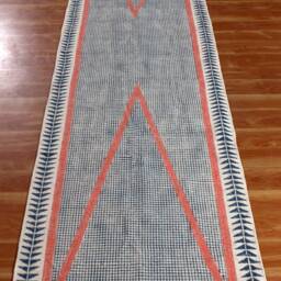 Hallway Runner Kilim Cotton Carpet Kitchen Dining Room Rug Hand Block Printed Area Stair Woven Durries 3x10 5x10 4x15 Feet - thumbnail 3