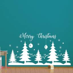 Merry Christmas Tree Snowflake Vinyl Wall Decal, Shop Window Decor - thumbnail 3