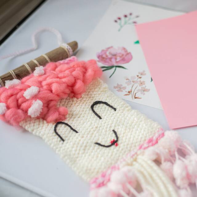 Pink Nursery Handwoven Wall Hanging Driftwood Tapestry - image 1